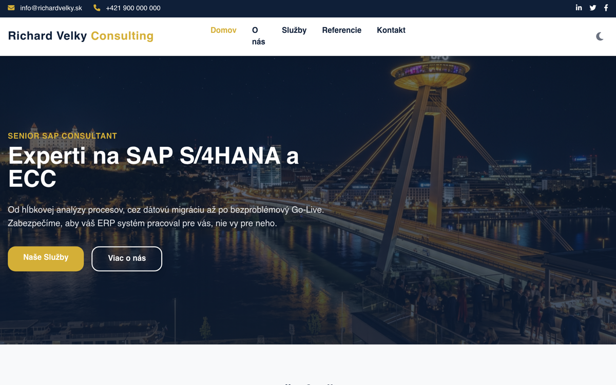 Vizuálna identita náhľadu webu Richard Velky Consulting